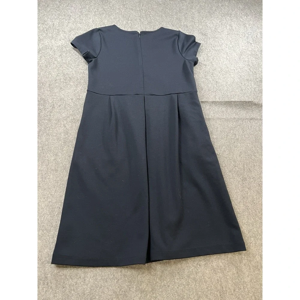 Lands' End Girls Navy Uniform Dress Size 14 Short Sleeve Zip, Logo, Pockets